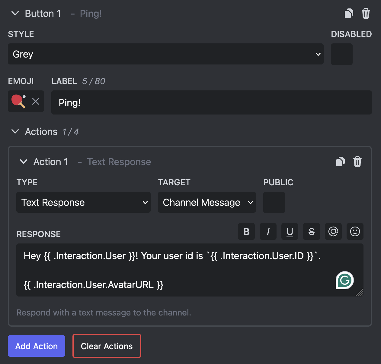 Variables in Button